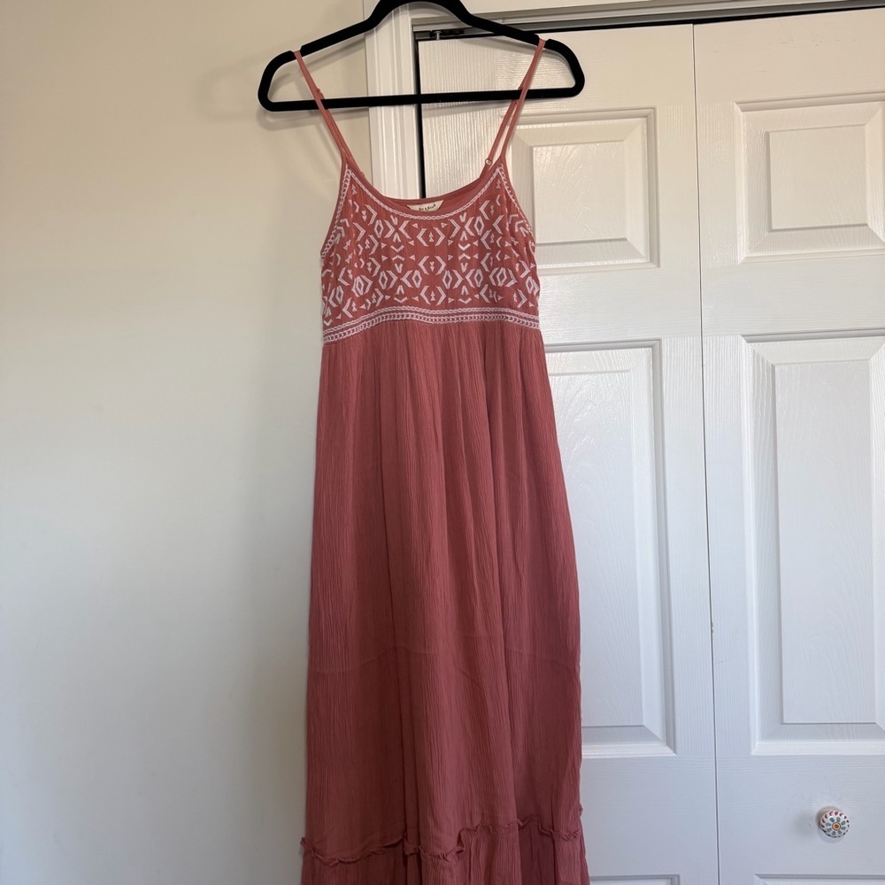 Sim & Sam Maxi Sundress Mauve White Embroidered Size XS, NWT